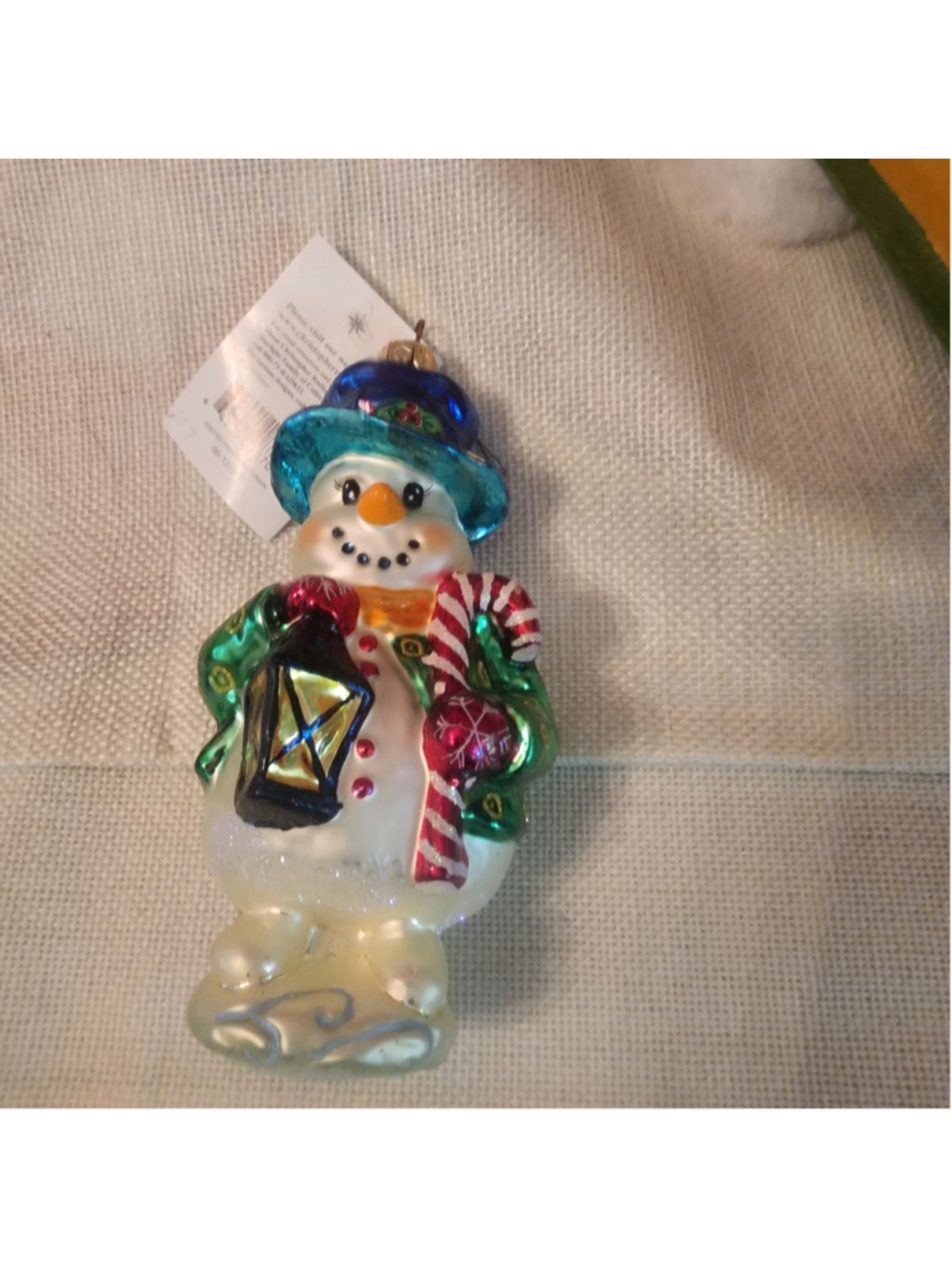 Christopher Radko Footed Frosty Snowman Ornament One Size White Green
